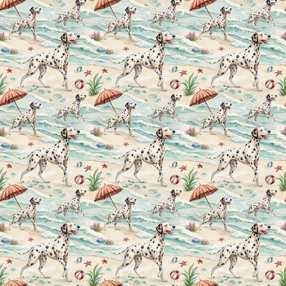 Dalmatian Beach Day Wrapping Paper — repeating pattern tile