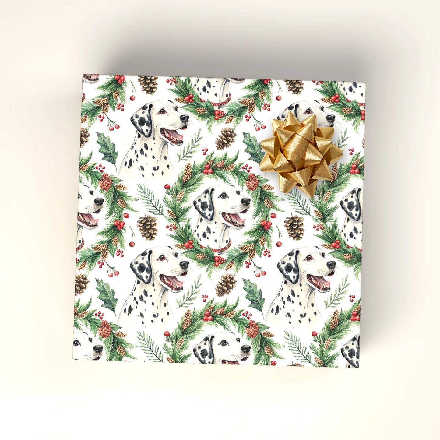 Dalmatian Christmas Wrapping Paper — wrapped gift presentation