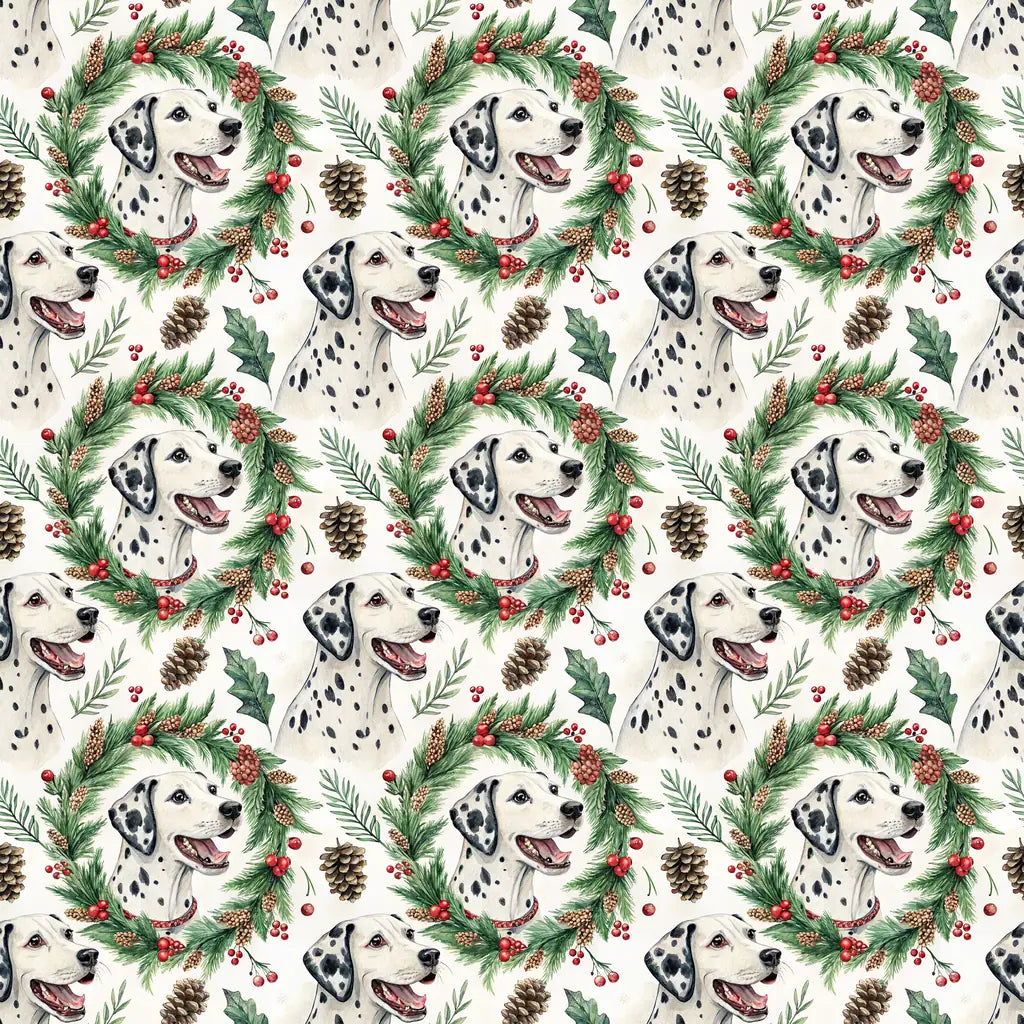 Dalmatian Christmas Wrapping Paper — repeating pattern tile