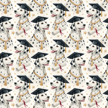 Dalmatian Graduation Wrapping Paper — repeating pattern tile