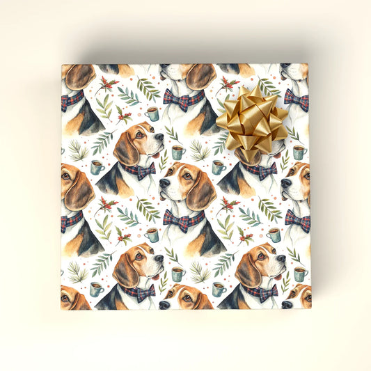 Dapper Beagle Wrapping Paper — wrapped gift presentation