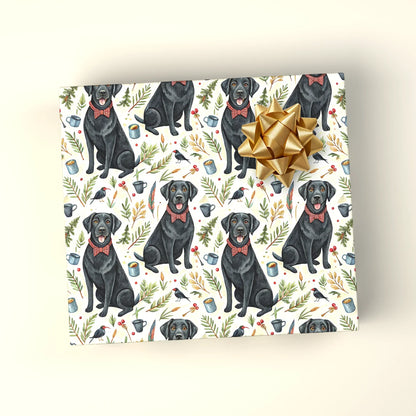 Dapper Black Lab Christmas Wrapping Paper — wrapped gift presentation