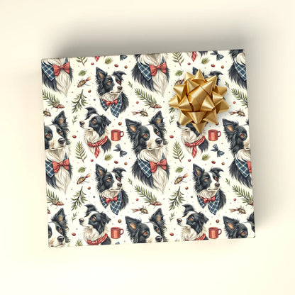 Dapper Border Collie Wrapping Paper — wrapped gift presentation
