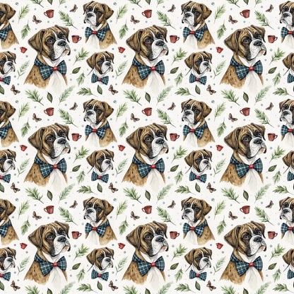 Dapper Boxer Wrapping Paper — Bow Tie & Botanicals — repeating pattern tile