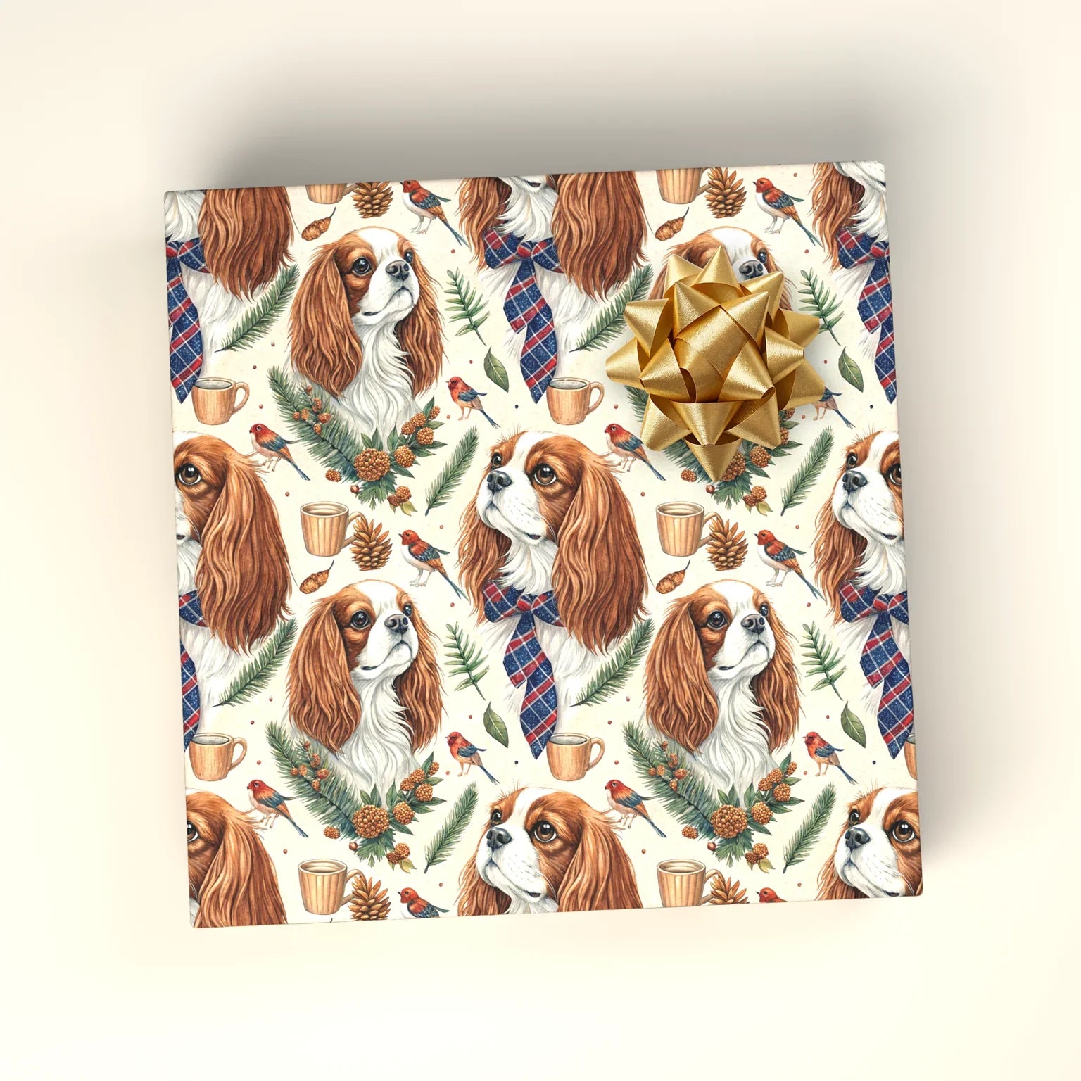 Dapper Cavalier King Charles Spaniel Wrapping Paper — wrapped gift presentation