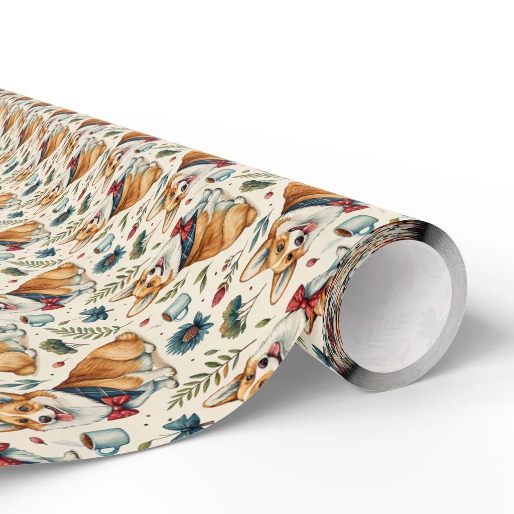Dapper Corgi Wrapping Paper: Bow Ties and Bandanas — paper roll