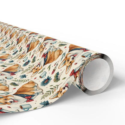 Dapper Corgi Wrapping Paper: Bow Ties and Bandanas — paper roll