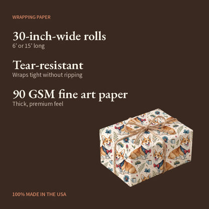 Dapper Corgi Father's Day Wrapping Paper — what you get