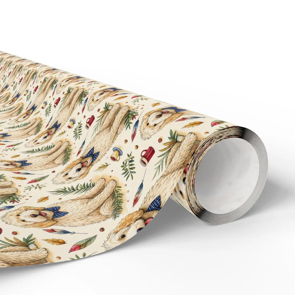 Dapper Doodle Wrapping Paper: Goldendoodle in a Bow Tie — paper roll