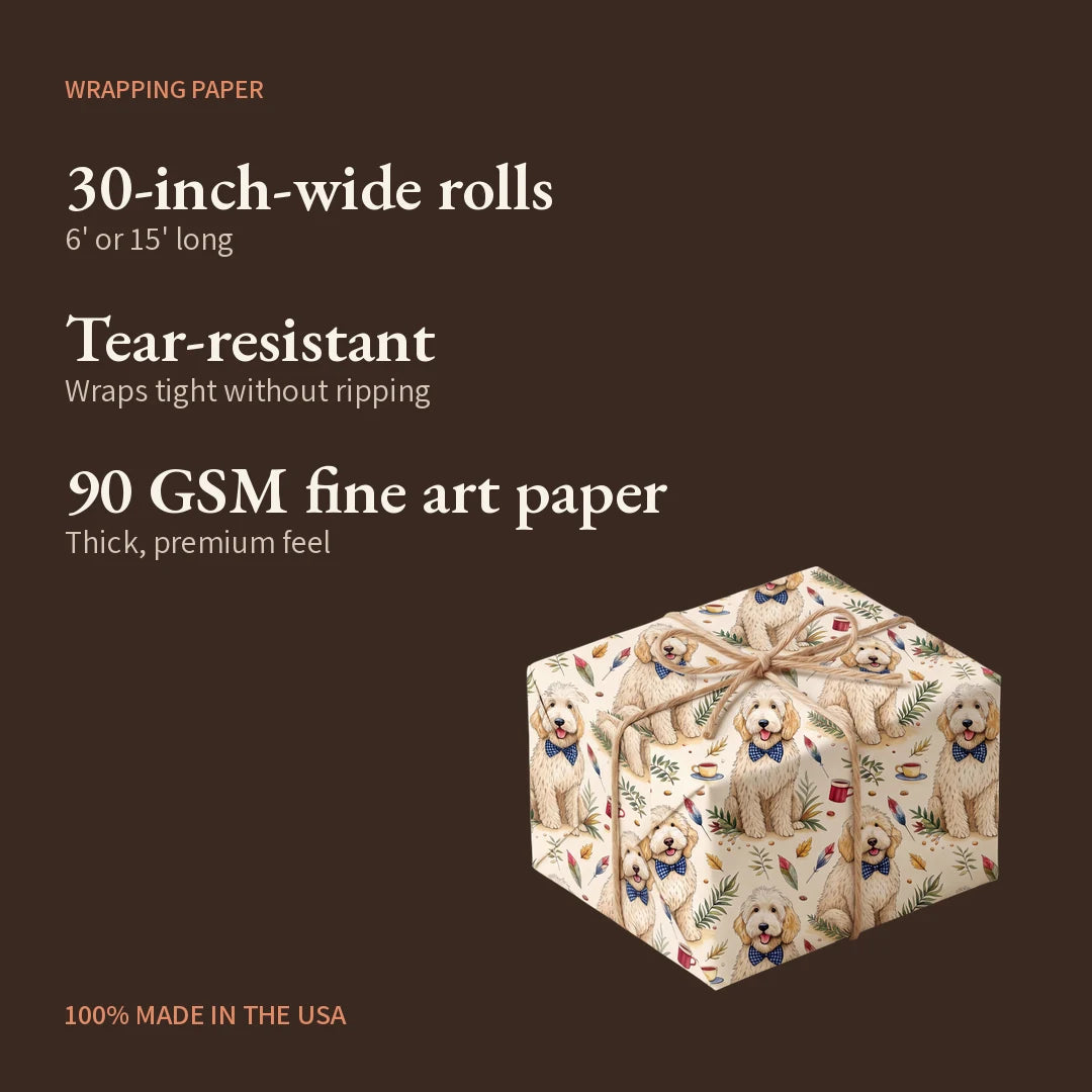 Dapper Goldendoodle Father's Day Wrapping Paper — what you get