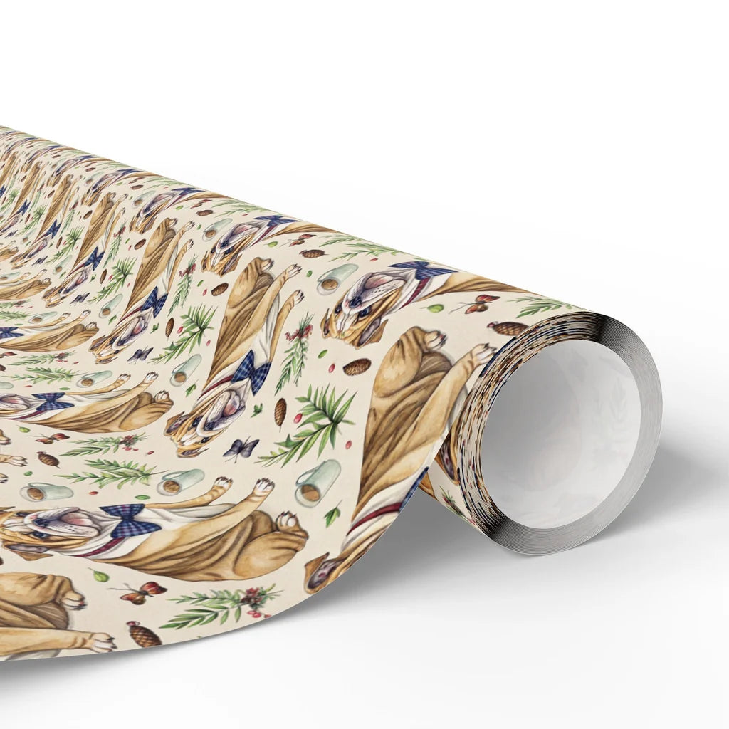 Dapper English Bulldog Christmas Wrapping Paper — paper roll
