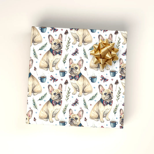 Dapper French Bulldog Wrapping Paper — wrapped gift presentation