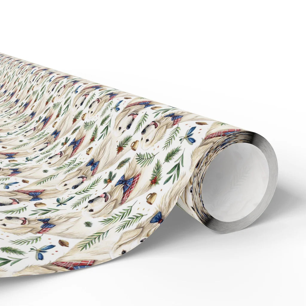 Dapper Golden Retriever Bow Tie Wrapping Paper — paper roll