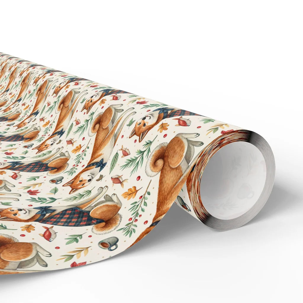 Dapper Shiba Inu Autumn Wrapping Paper — paper roll