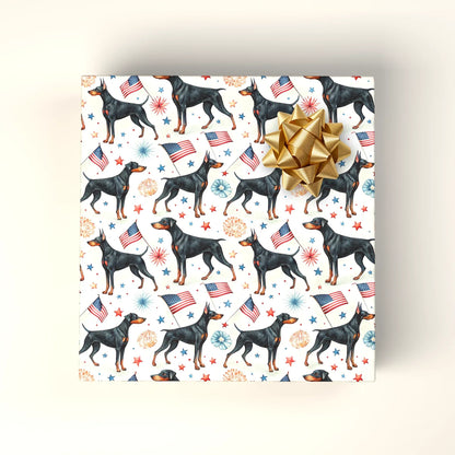 Doberman Americana Wrapping Paper — wrapped gift presentation