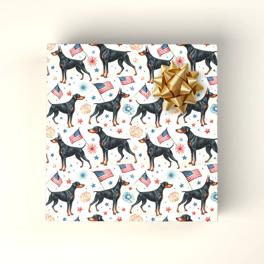 Doberman Americana Wrapping Paper — wrapped gift presentation