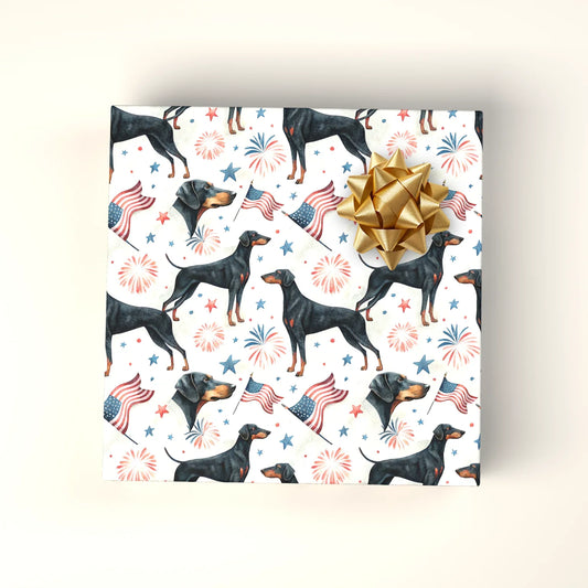 Doberman Americana Wrapping Paper — wrapped gift presentation