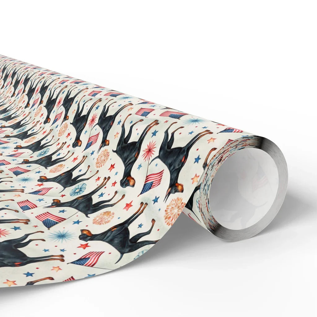 Doberman Americana Wrapping Paper — paper roll