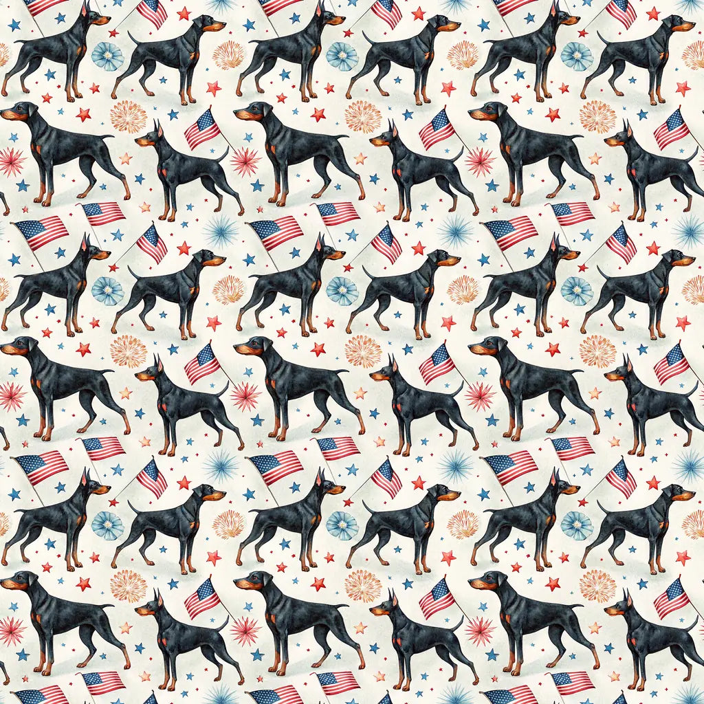 Doberman Americana Wrapping Paper — repeating pattern tile