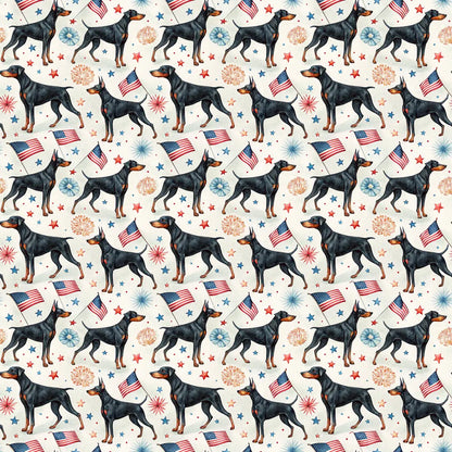 Doberman Americana Wrapping Paper — repeating pattern tile