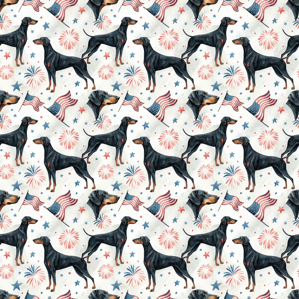 Doberman Americana Wrapping Paper — repeating pattern tile
