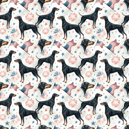 Doberman Americana Wrapping Paper — repeating pattern tile