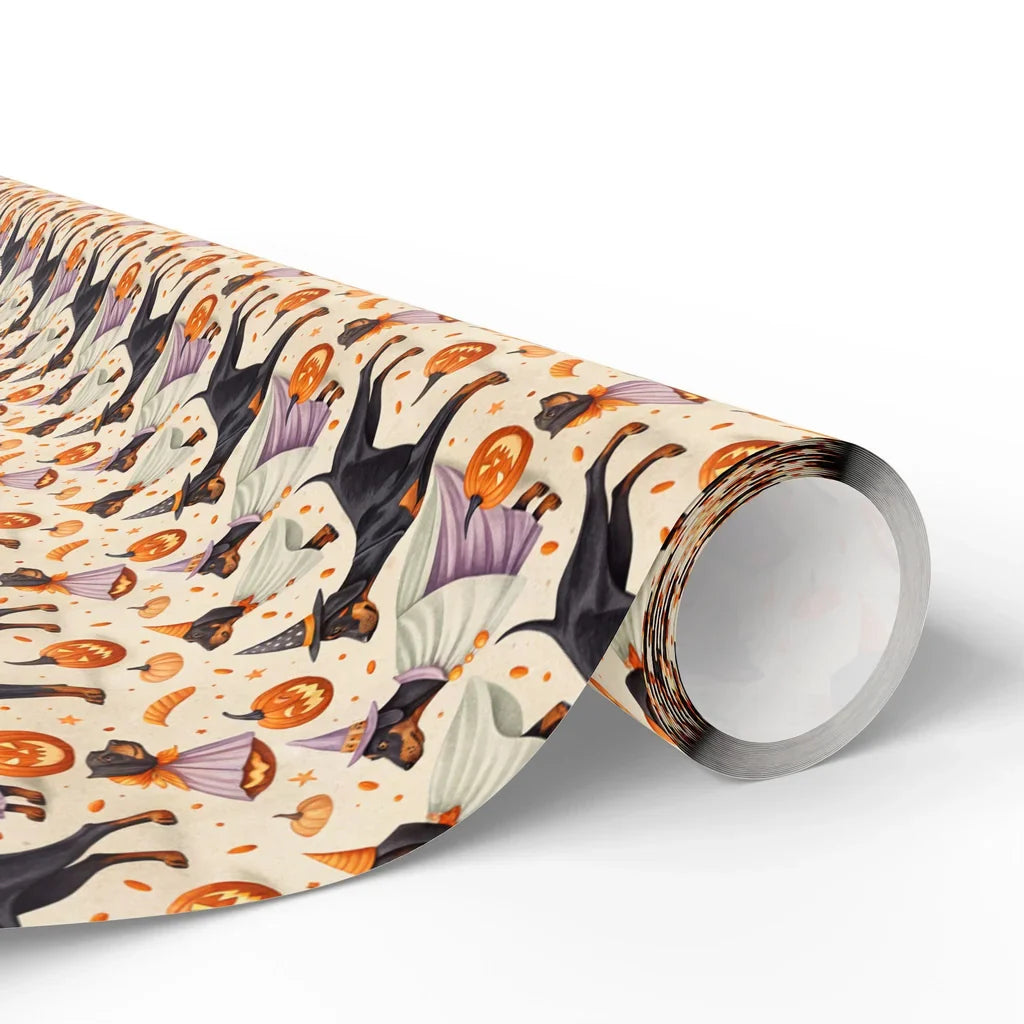 Doberman Halloween Witch Wrapping Paper — paper roll