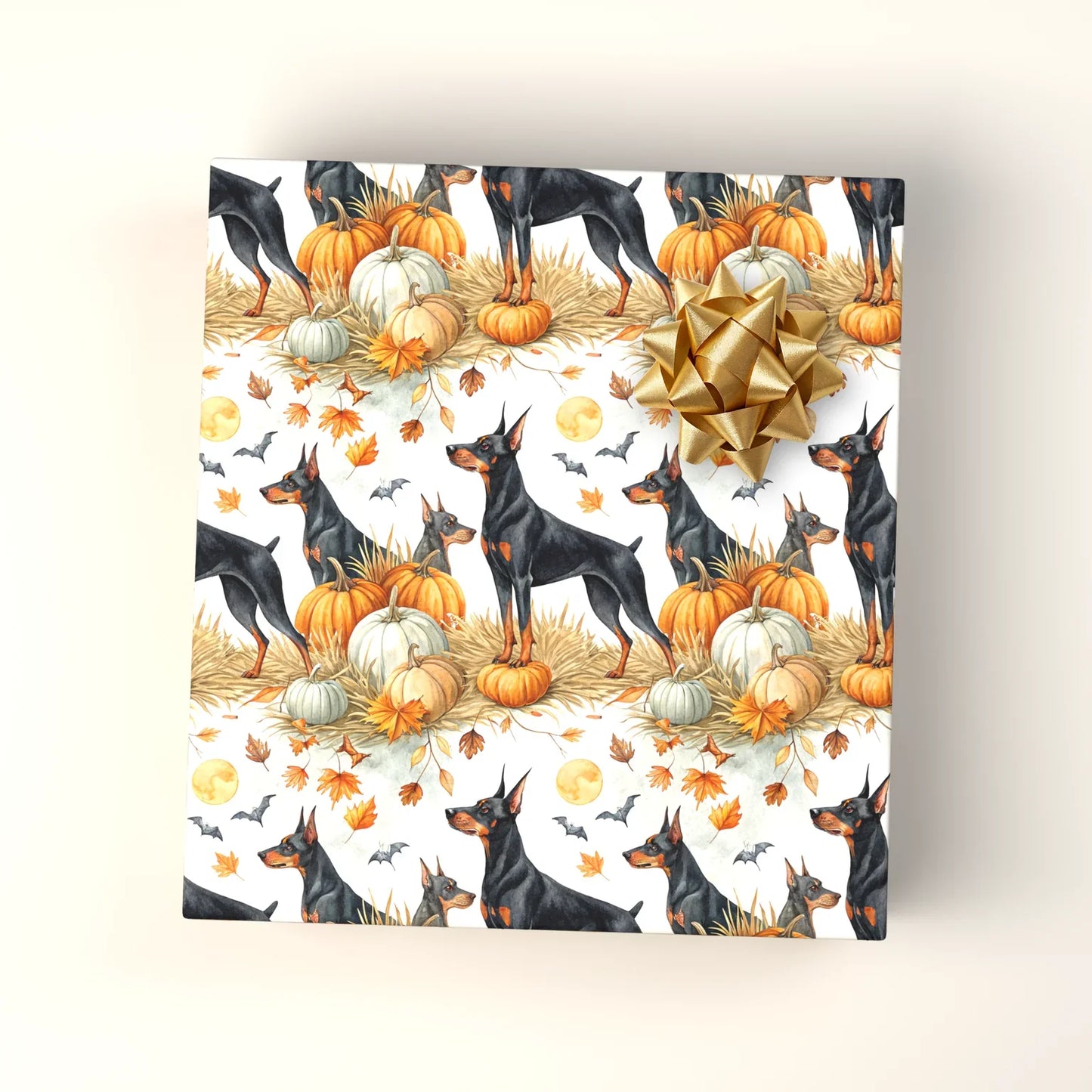 Doberman Halloween Wrapping Paper — wrapped gift presentation