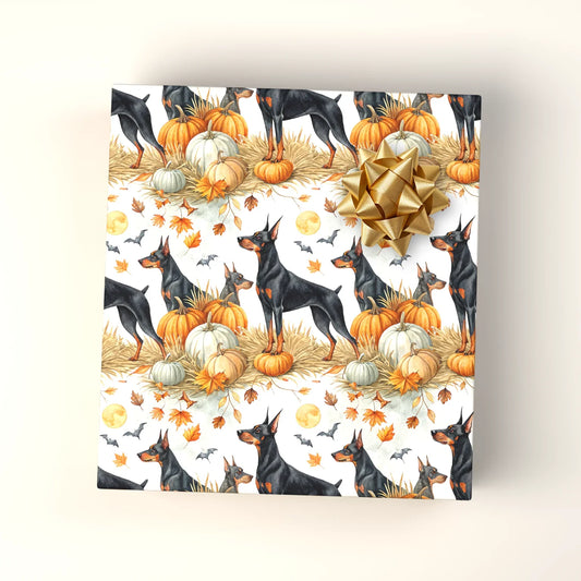 Doberman Halloween Wrapping Paper — wrapped gift presentation