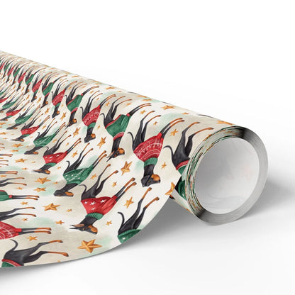 Doberman in Christmas Sweater Wrapping Paper — paper roll