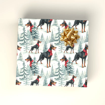 Doberman Pinscher Christmas Wrapping Paper — wrapped gift presentation
