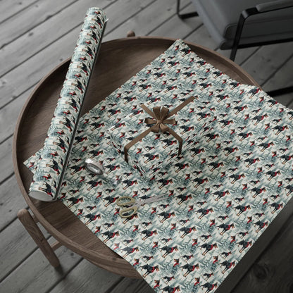 Doberman Pinscher Christmas Wrapping Paper — gift wrapping presented on a wooden table