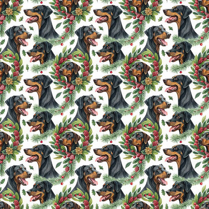 Doberman Pinscher Christmas Wrapping Paper — repeating pattern tile
