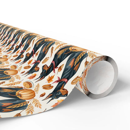 Doberman Pinscher Fall Harvest Wrapping Paper — paper roll