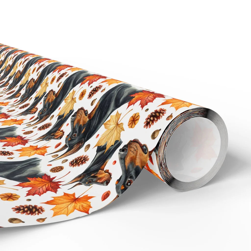 Doberman Pinscher Fall Wrapping Paper — paper roll