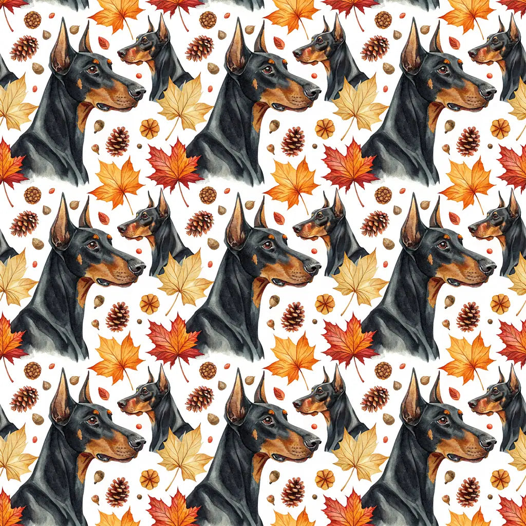 Doberman Pinscher Fall Wrapping Paper — repeating pattern tile