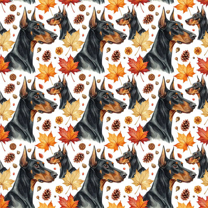 Doberman Pinscher Fall Wrapping Paper — repeating pattern tile