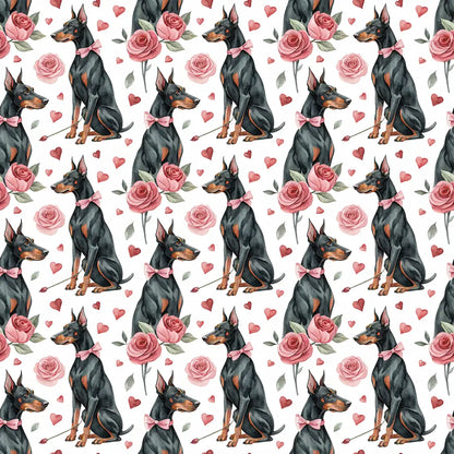 Doberman Pinscher Valentine's Day Wrapping Paper — repeating pattern tile