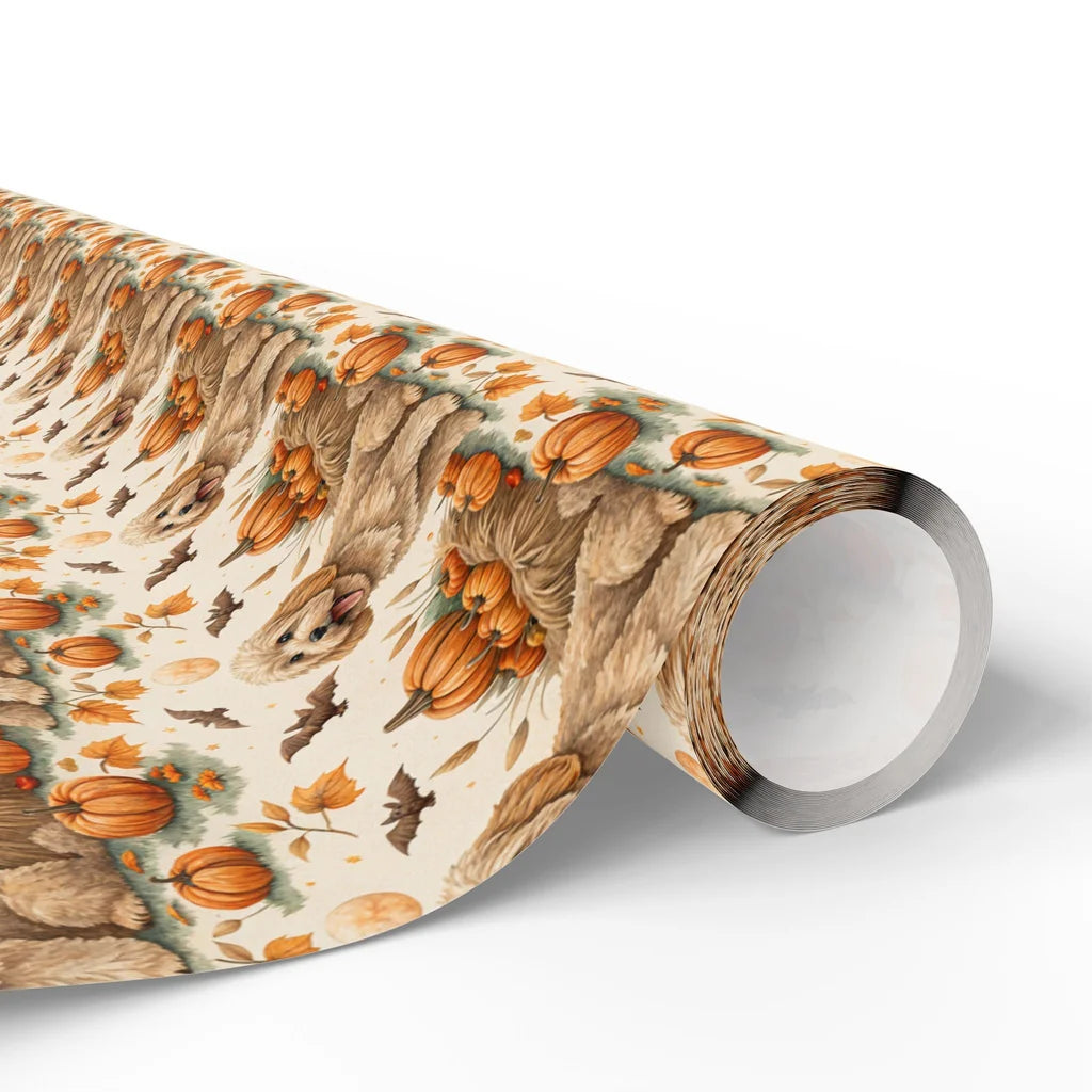 Doodle Dog Halloween Wrapping Paper | Pumpkins & Bats — paper roll