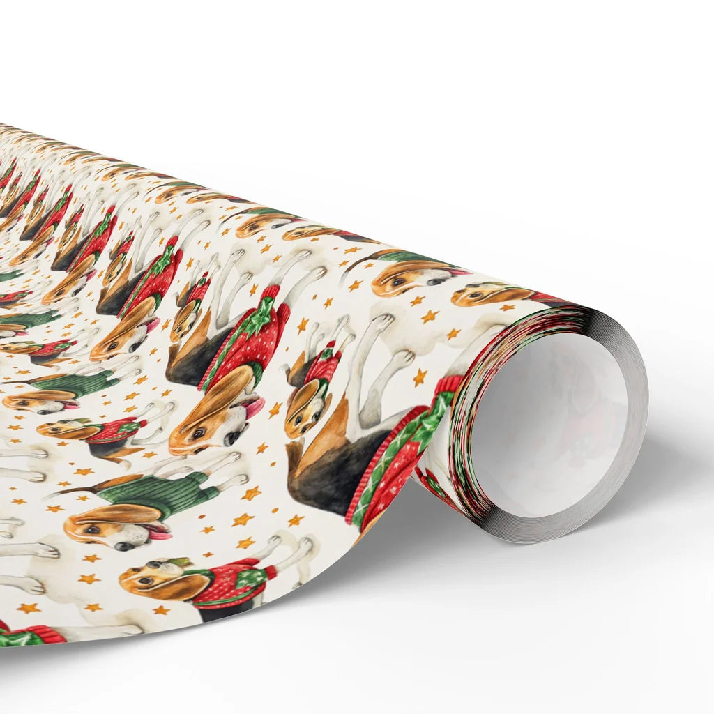 Dressed-Up Beagle Christmas Wrapping Paper — paper roll