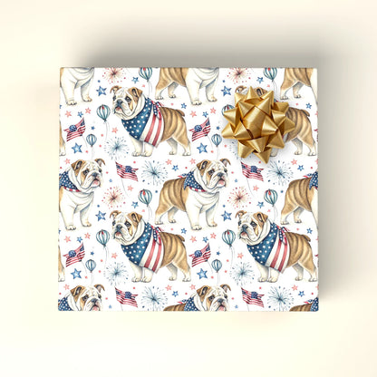 English Bulldog Americana Wrapping Paper — wrapped gift presentation