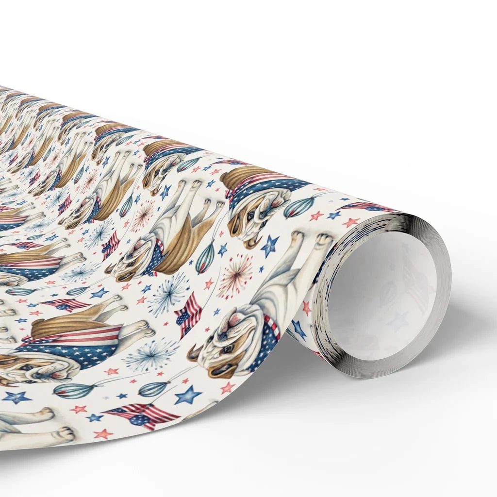 English Bulldog Americana Wrapping Paper — paper roll
