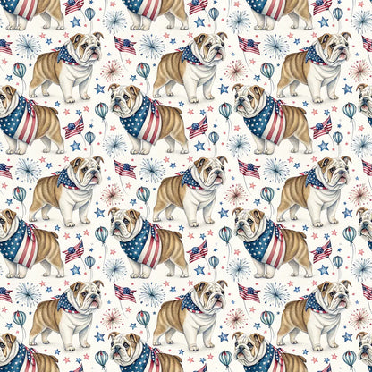 English Bulldog Americana Wrapping Paper — repeating pattern tile