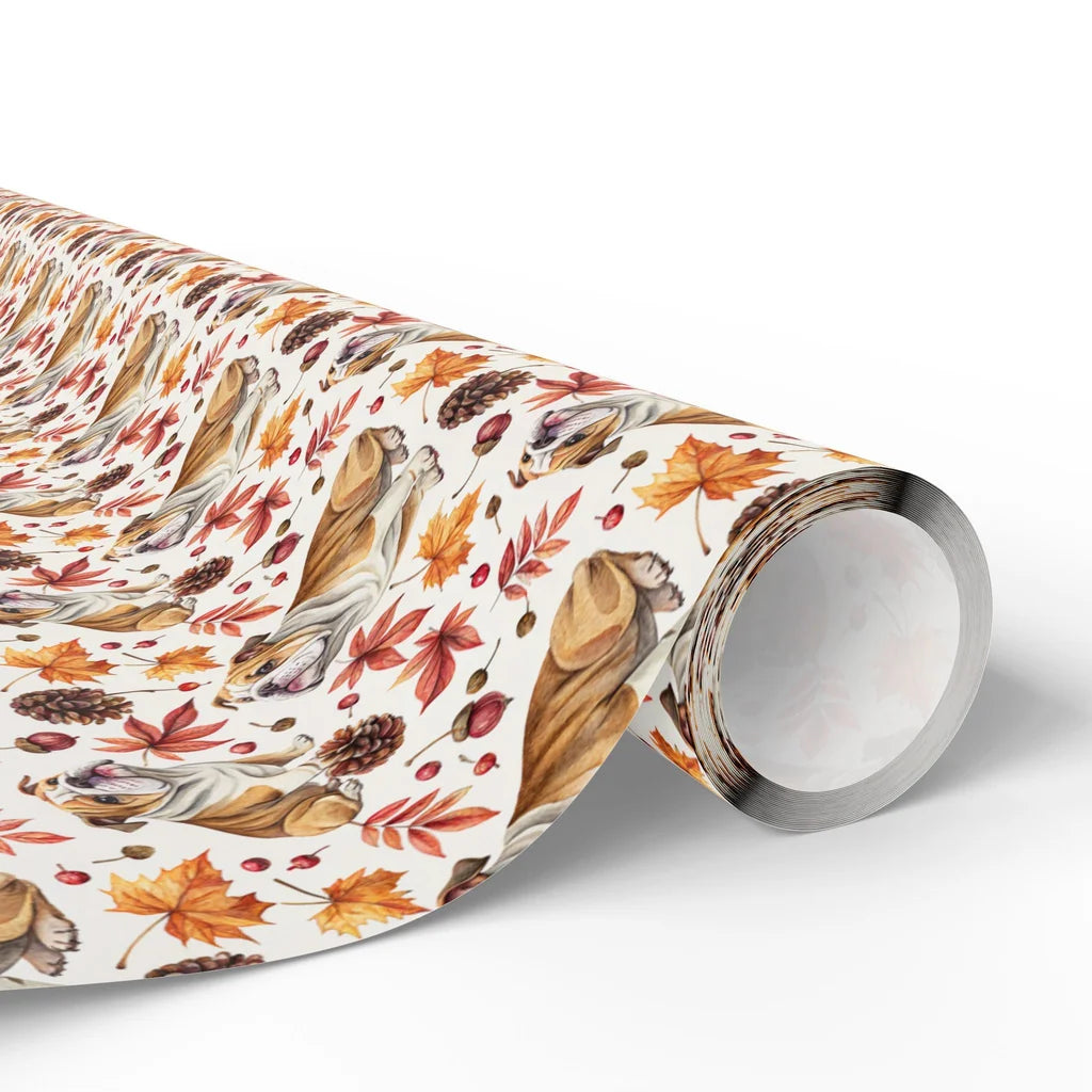 English Bulldog Autumn Wrapping Paper — paper roll