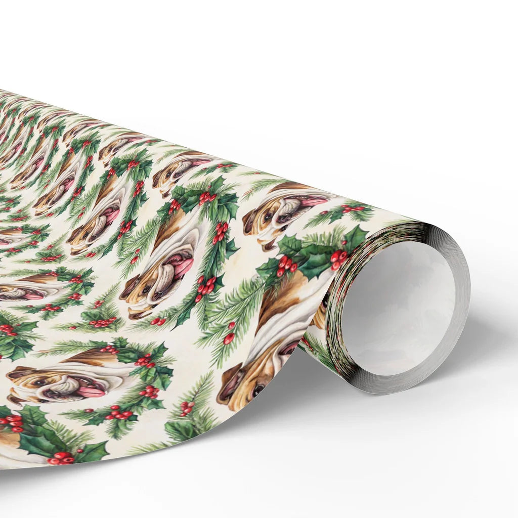 English Bulldog Christmas Wrapping Paper — paper roll