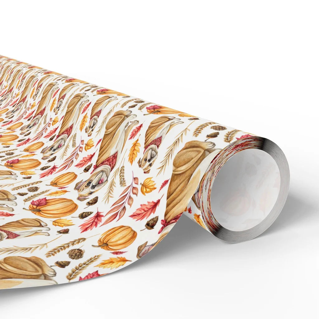 English Bulldog Fall Pumpkin Wrapping Paper — paper roll