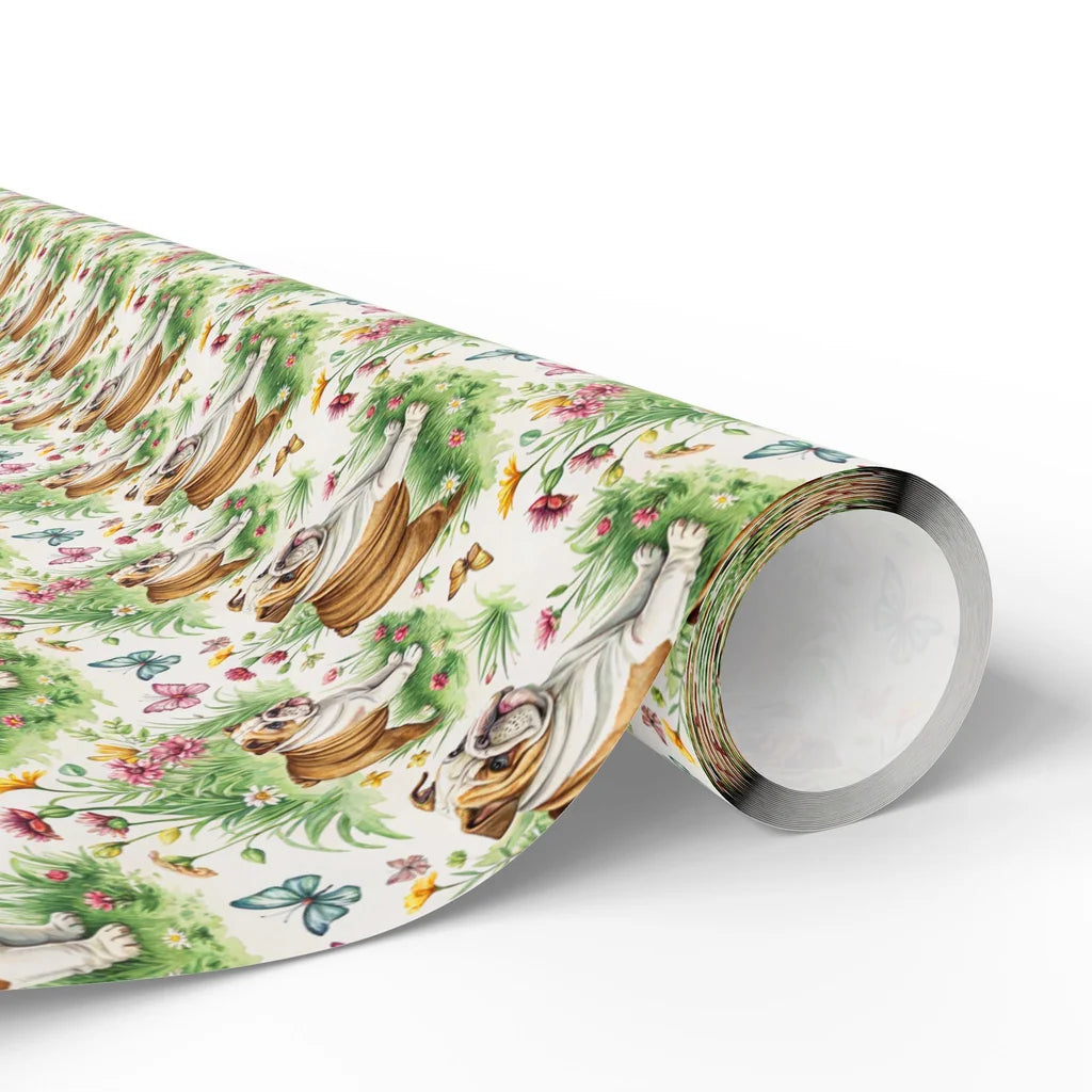 English Bulldog Garden Wrapping Paper — paper roll