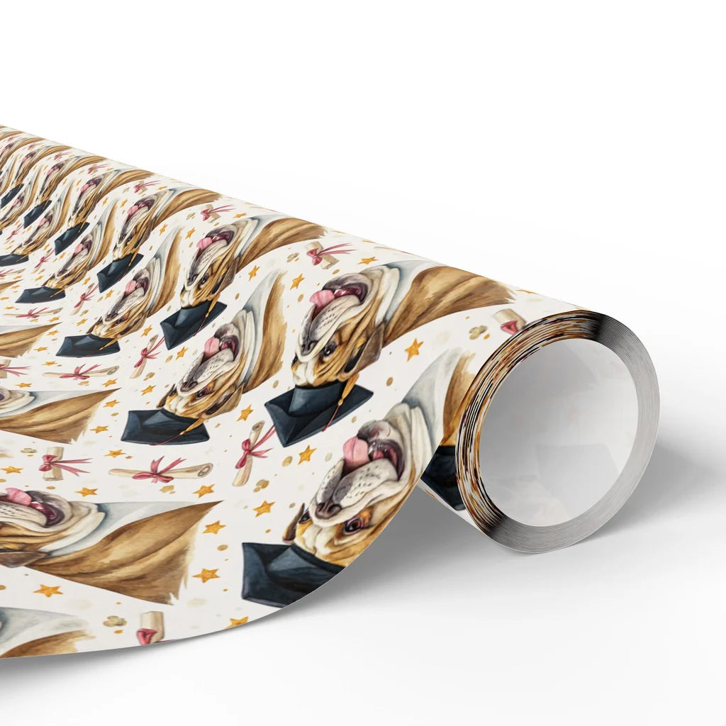 English Bulldog Graduation Wrapping Paper — paper roll