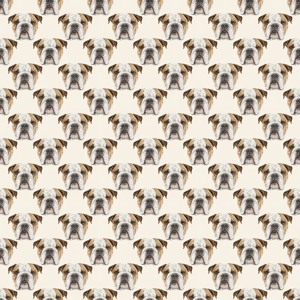 English Bulldog Portrait Wrapping Paper — repeating pattern tile