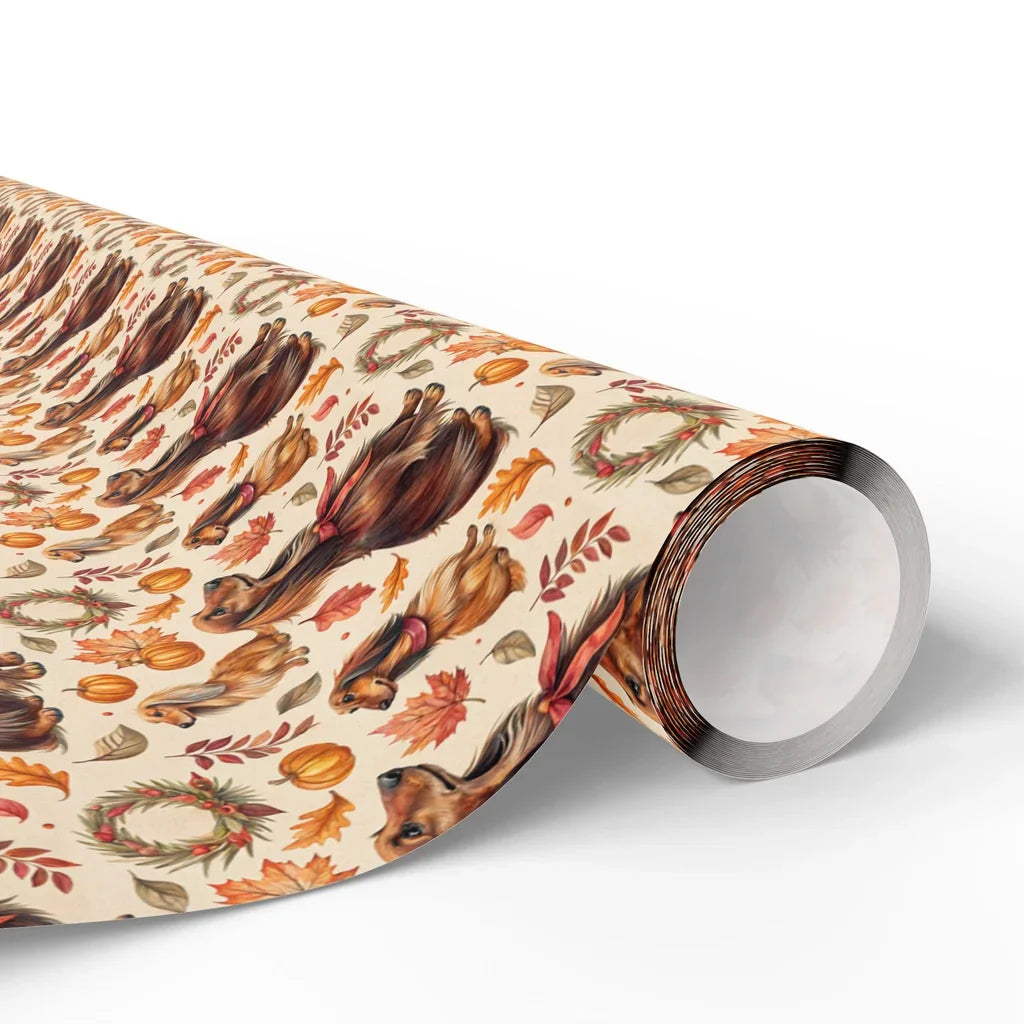 Fall Dachshund Wrapping Paper | Autumn Wiener Dog Gift Wrap — paper roll